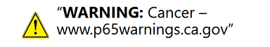 Prop 65 Cancer Warning
