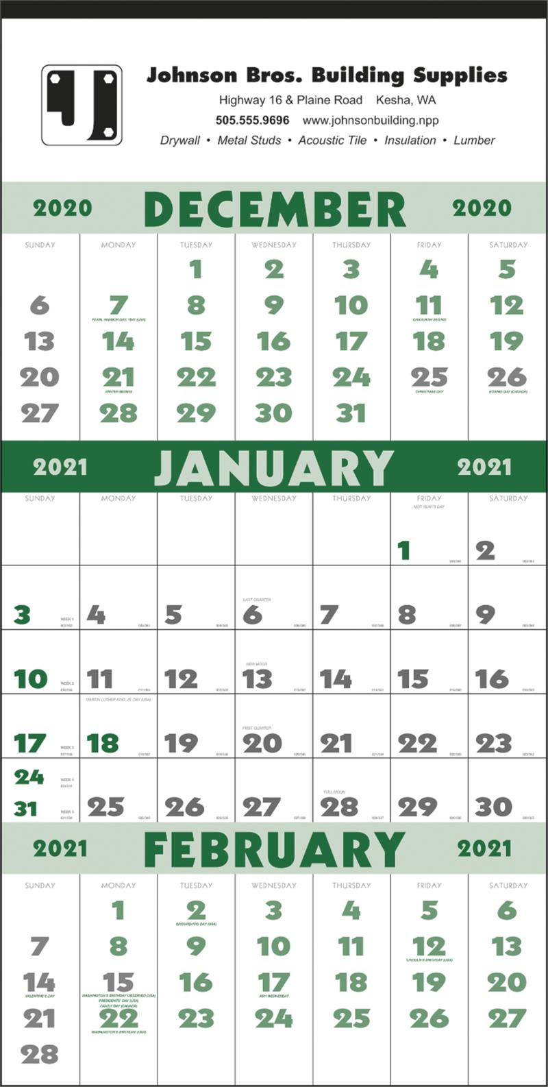 Twelve sheet 3-Month Planner